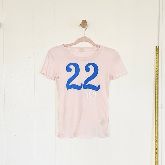 Hollister Tops - Y2K Hollister 22 Graphic Baby Tee Pink Sporty Number 22 Print Fitted Shirt S